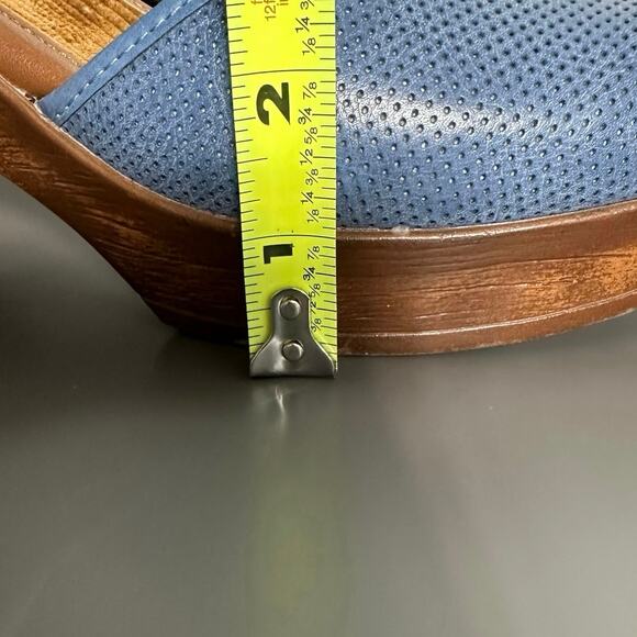 B.O.C. Gia Platform Heeled Mary Jane Clog Blue Perforated Faux Leather Size 10 - Picture 11 of 11